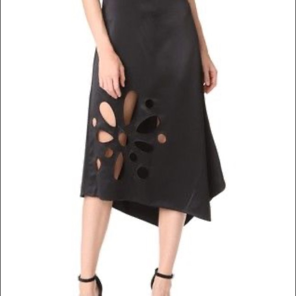Ramy Brook Black Riley Cutout Halter HanDkerchief Midi Dress - Picture 4 of 5